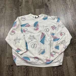 Vintage Geometric Abstract Shapes Grannycore Grandma Boxy Sweatshirt